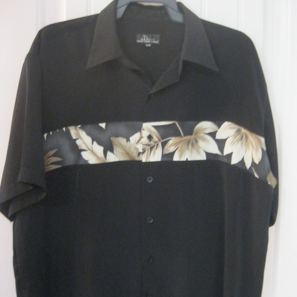 Danelli Men's Tropical Print Shirt Black XL - Picture 4 of 5